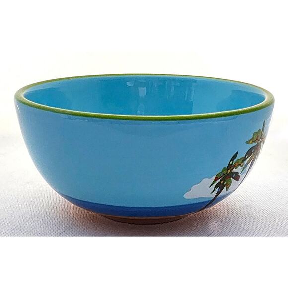 BOWL-BRIGHTEN THE SEASON--Blue Green-Palm Tree-Holiday-Beach-Cereal-Noodle-Pasta - Picture 3 of 9